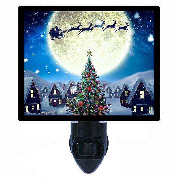 Santa's Moon. Christmas Decorative Photo Night Light. Light Comes with