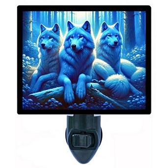 Guardians of the Mystic Forest Night Light Wolf Wildlife Home Decor Lamp + Free Insert