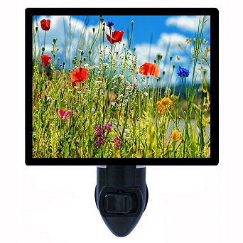 Colorful Wildflowers. Decorative Photo Night Light.