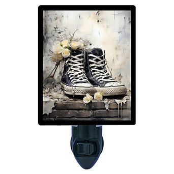 Laced Night Light Vintage Sneakers with Roses Urban Home Decor Lamp + Free Insert