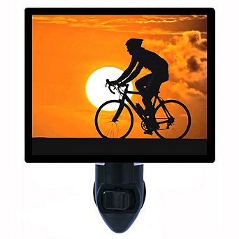 Sunset Ride. Cycling Decorative Photo Night Light.