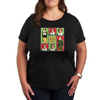 Plus Size Elf Full Of Christmas Cheer Grid Tee