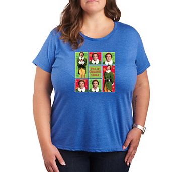 Plus Size Elf Full Of Christmas Cheer Grid Tee