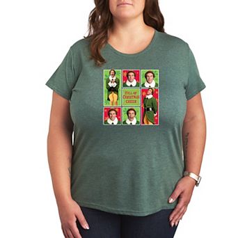 Plus Size Elf Full Of Christmas Cheer Grid Tee
