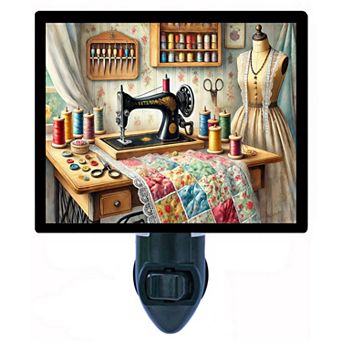 Quilting Sanctuary Night Light Sewing Machine Quilt Craft Room Decor Lamp + Free Insert