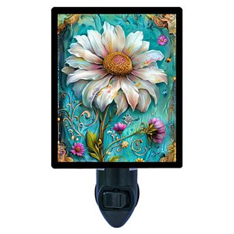 Artful Petals Daisy Floral Night Light Artistic Flower Plug In with Free Switchable Insert