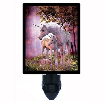 Unicorn Mare And Foal. Decorative Photo Night Light.