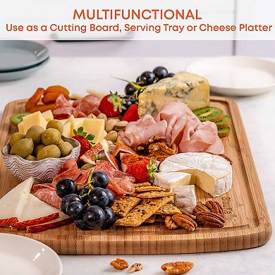 Large Wood Cutting Board for Kitchen - Butcher Block, Wooden Chopping Board, Serving Tray