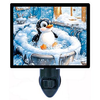 Penguin Bath Night Light Cute Winter Penguin in Bubbles Design + Free Insert