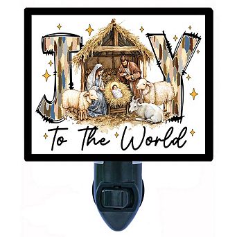 Joy to the World Night Light Nativity Scene with Baby Jesus & Animals + Free Insert