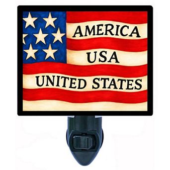 Folk Flag Night Light America USA United States Patriotic Americana Home Décor + Free Insert