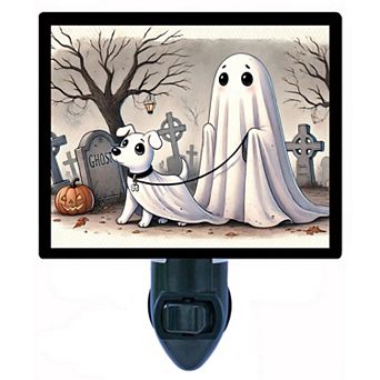 Ghost Dog Walk Night Light Cute Halloween Spooky Graveyard Pumpkin Décor + Free Insert