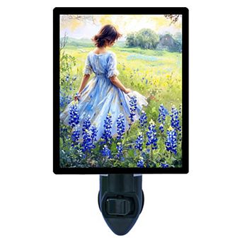 Bluebonnet Dreamscape Wildflower Night Light Spring Meadow Décor Plug In with Free Insert