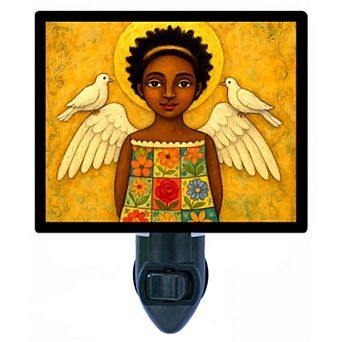 Wings of Grace Angel Night Light Peaceful Angel with Doves & Halo, Quilt Dress + Free Insert