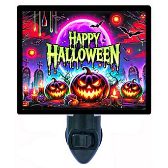 Glowing Halloween Night Light Pumpkins, Bats, Spooky Décor, Haunted Glow + Free Insert