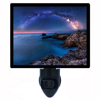 Milky Way Over Sea. Space Decorative Photo Night Light.