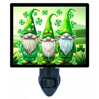Three Green Gnomes Night Light St. Patrick’s Day Shamrock Holiday Home Decor + Free Insert