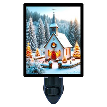 Silent Night Chapel Night Light Christmas Holiday Church Decor Lamp + Free Insert