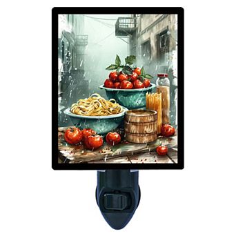 Pasta Dinner Night Light Italian Kitchen Scene with Tomatoes and Pasta + Free Insert