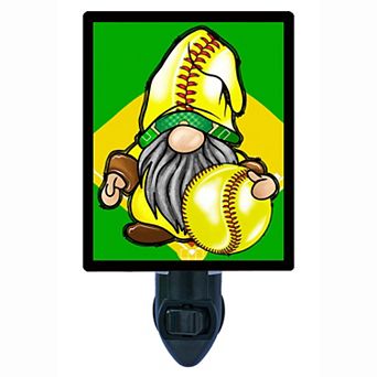 Gnome Decorative Photo Night Light. Softball Gnome.