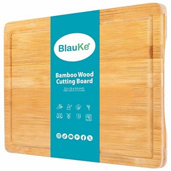 Wood Cutting Board for Kitchen - Wooden Serving Tray - Wooden Chopping Board with Groove and Handles