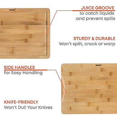 Wood Cutting Board for Kitchen - Wooden Serving Tray - Wooden Chopping Board with Groove and Handles