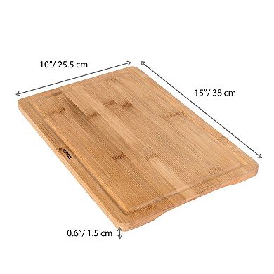 Wood Cutting Board for Kitchen - Wooden Serving Tray - Wooden Chopping Board with Groove and Handles