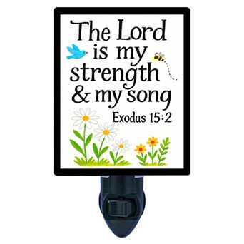 The Lord Is My Strength Night Light Inspirational Bible Verse Exodus 15:2 + Free Insert