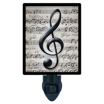 Musical Clef Note Night Light Treble Clef with Vintage Sheet Music Design + Free Insert