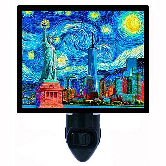 Statue Of Liberty Starry Night. Van Gogh Decorative Photo Night Light.