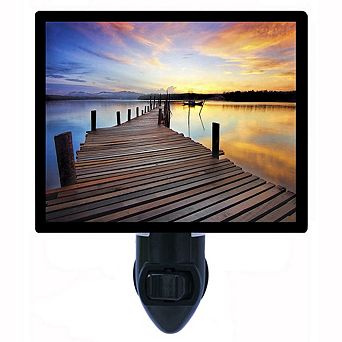 Peaceful Dock. Lake Sunset Decorative Photo Night Light.