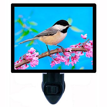 Spring Chickadee. Decorative Photo Night Light.