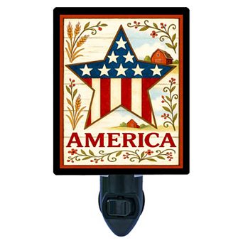 America Spirit Patriotic Star Night Light Farmhouse Americana Plug In with Free Insert