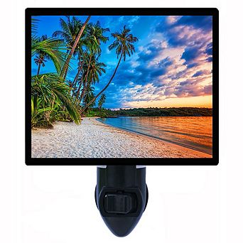 Tropical Beach At Sunset. Decorative Photo Night Light.