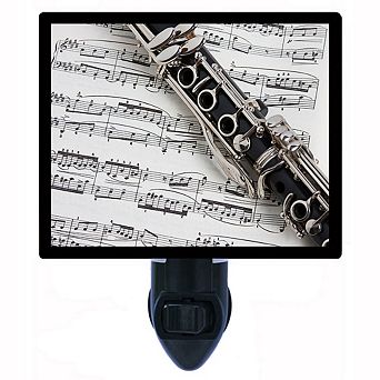 Clarinet On Music. Decorative Photo Night Light.