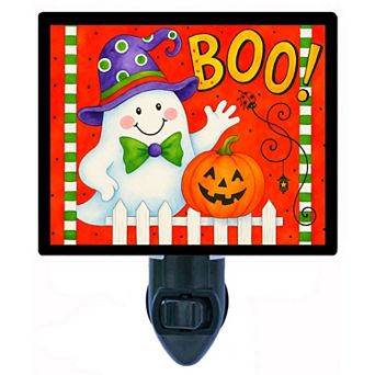 Happy Hauntings Night Light Cute Ghost Pumpkin Halloween Decor Lamp + Free Insert
