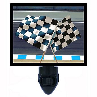 Checkered Flags. Racing Decorative Photo Night Light.