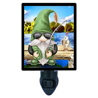 Gnome Decorative Photo Night Light. Fishing Gnome.