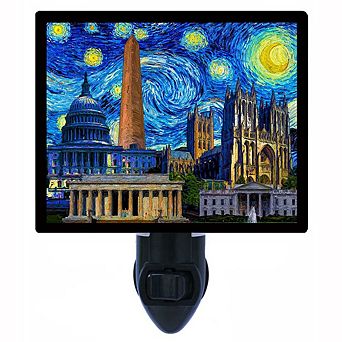 Washington DC Starry Night. Van Gogh Decorative Photo Night Light.