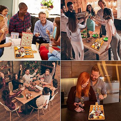 Wooden Cheese Board and Knife Set - 12x8in Charcuterie Board, Wood Serving Tray, Small Cutting Board