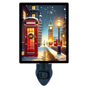 London’s Winter Glow Night Light Big Ben Red Phone Booth Holiday City Decor Lamp + Free Insert