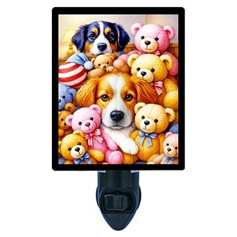 Paws and Plushies Night Light Cute Dogs with Teddy Bears Design + Free Insert