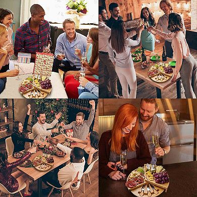 Wooden Cheese Board and Knife Set - 14 Inch Swiveling Charcuterie Board with Slide-Out Drawer