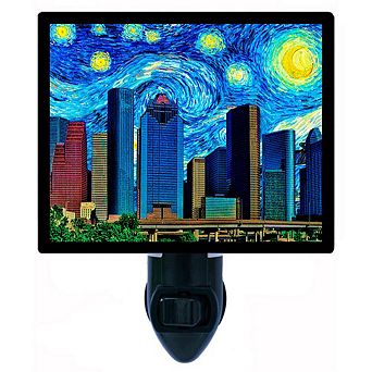 Houston Starry Night. Van Gogh Decorative Photo Night Light.