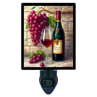Red Vintage Charm Night Light Wine Bottle and Grapes Kitchen Decor Lamp + Free Insert