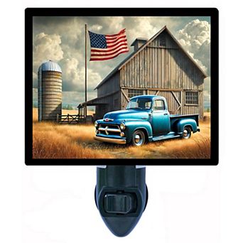 Heritage on Wheels Night Light Vintage Truck Patriotic Farmhouse Decor Lamp + Free Insert