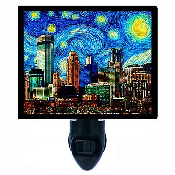 Minneapolis Starry Night. Van Gogh Decorative Photo Night Light.