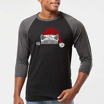 Christmas Peeking Cat - Men's Raglan Baseball Word Art T-Shirt