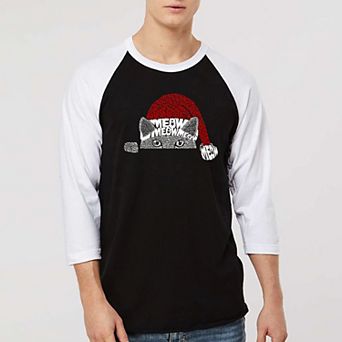 Christmas Peeking Cat - Men's Raglan Baseball Word Art T-Shirt