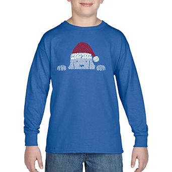 Christmas Peeking Dog - Boy's Word Art Long Sleeve T-Shirt